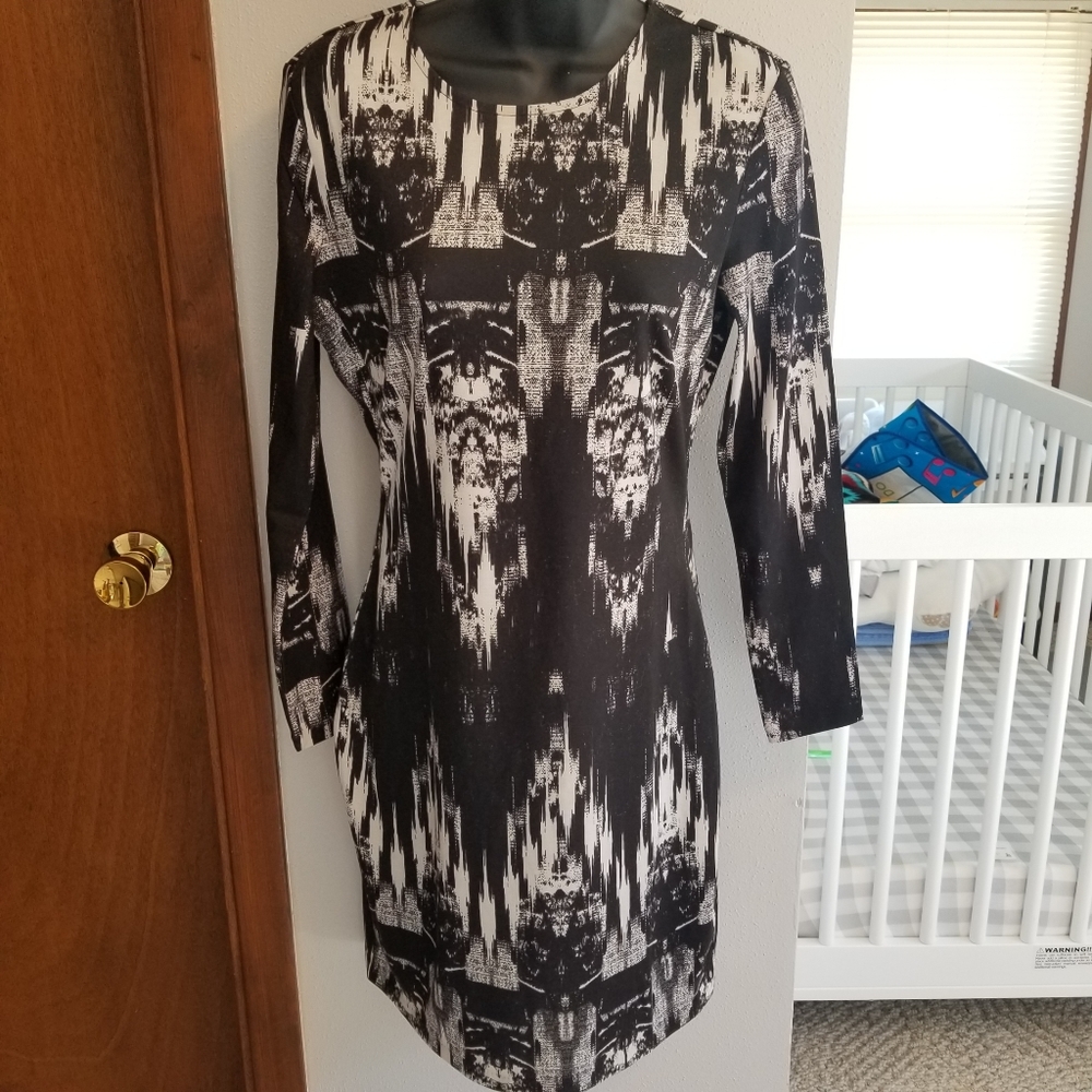 Sold! Black and White Body Con Dress